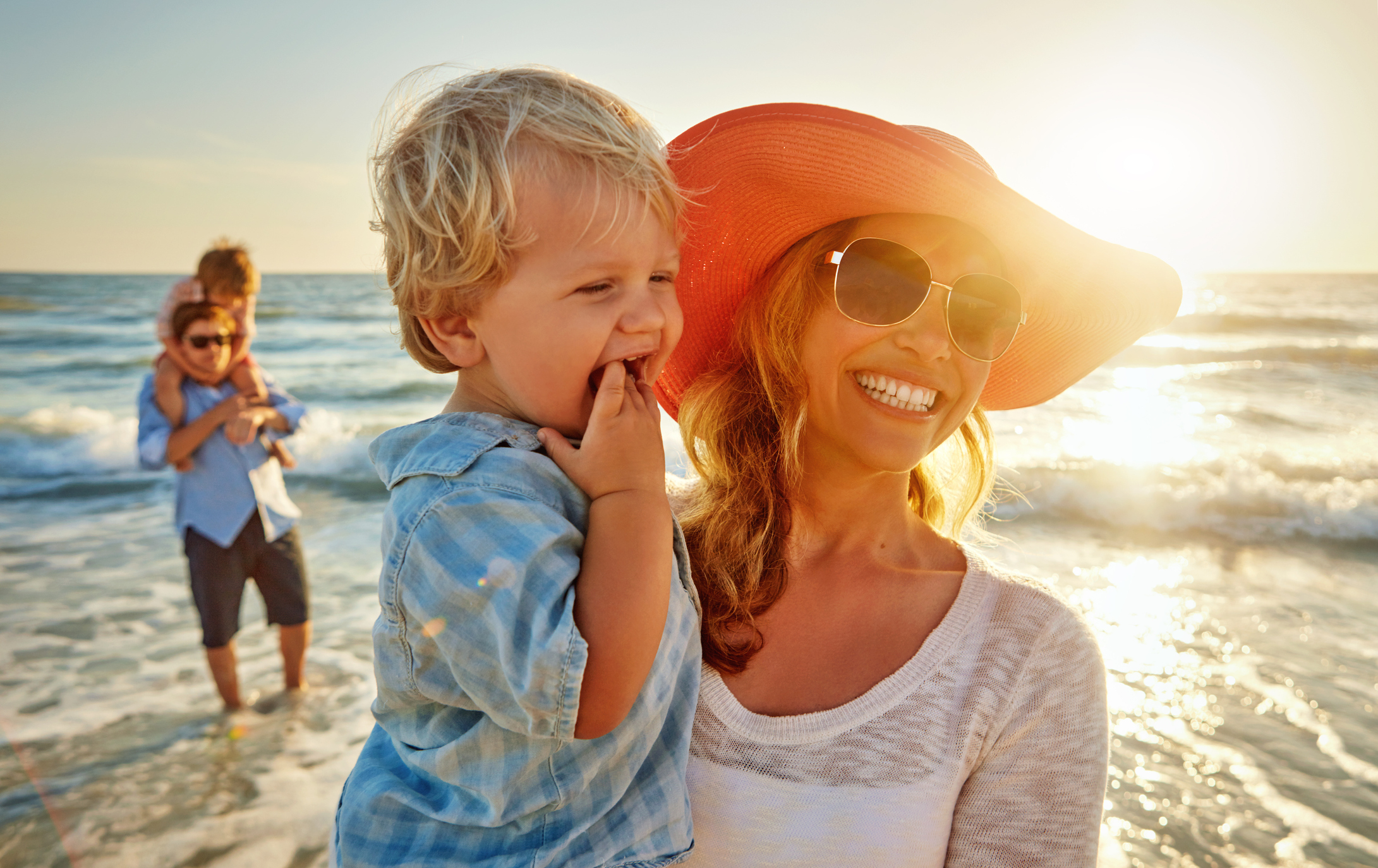 happy familie on the beach