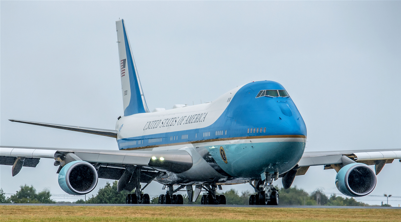 The Boeing 747 as Airforce One on a tarmac