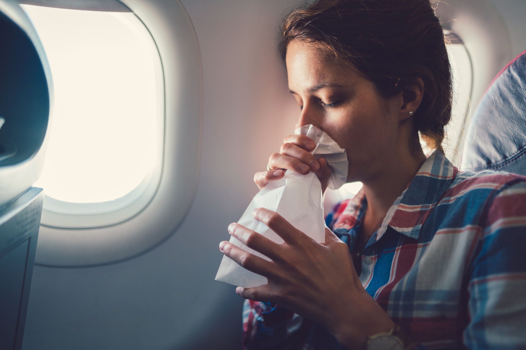 Air passager with spit bag