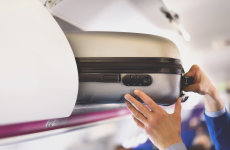 Hand luggage compartment on the plane