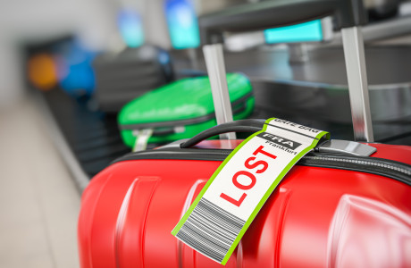 Suitcase marked as lost at the airport
