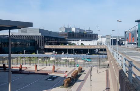 A terminal and parking areas of Hanover Airport