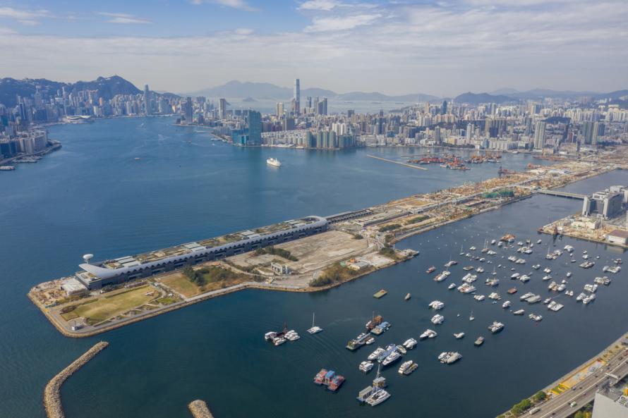 The site of the old Kai Tak Airport with the cruise terminal.