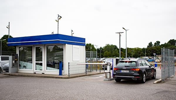 Car park entrance at Easy Airport Parking in Weeze